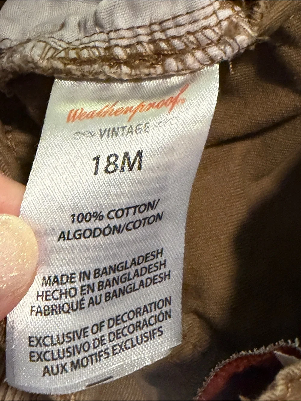 Weatherproof kids boys khaki brown outdoor pants 18 months